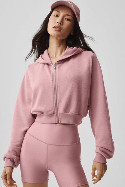 Sweet Escape Zip Up Hoodie - Vintage Pink
