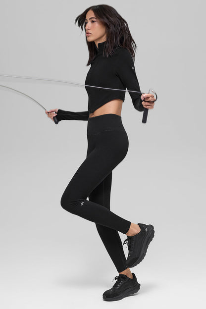 Seamless Two Tone Rib Jacket - Black